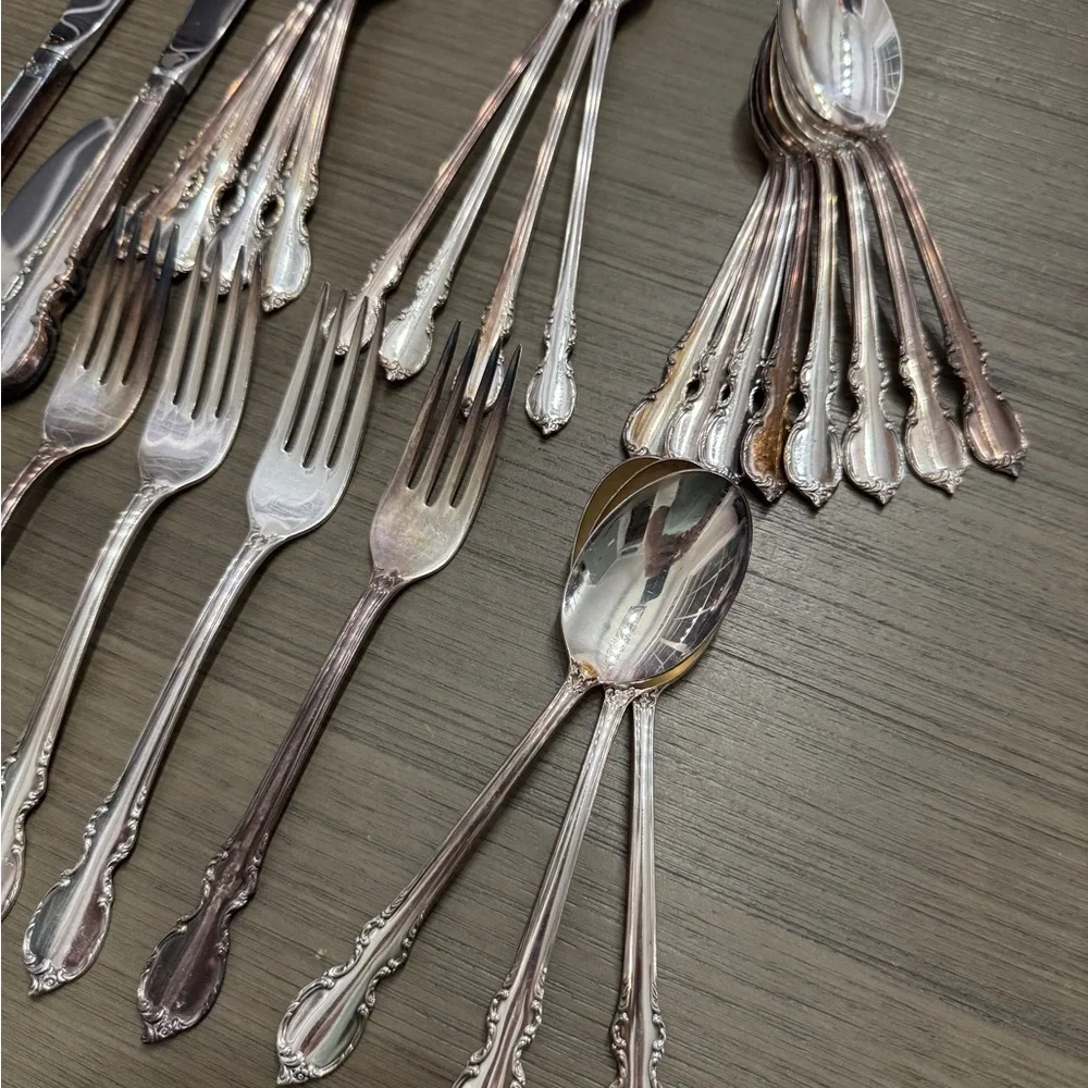 Vintage Silver Plated Stainless Flatware Set 1847 Roger’s Bro. - 27 Pcs